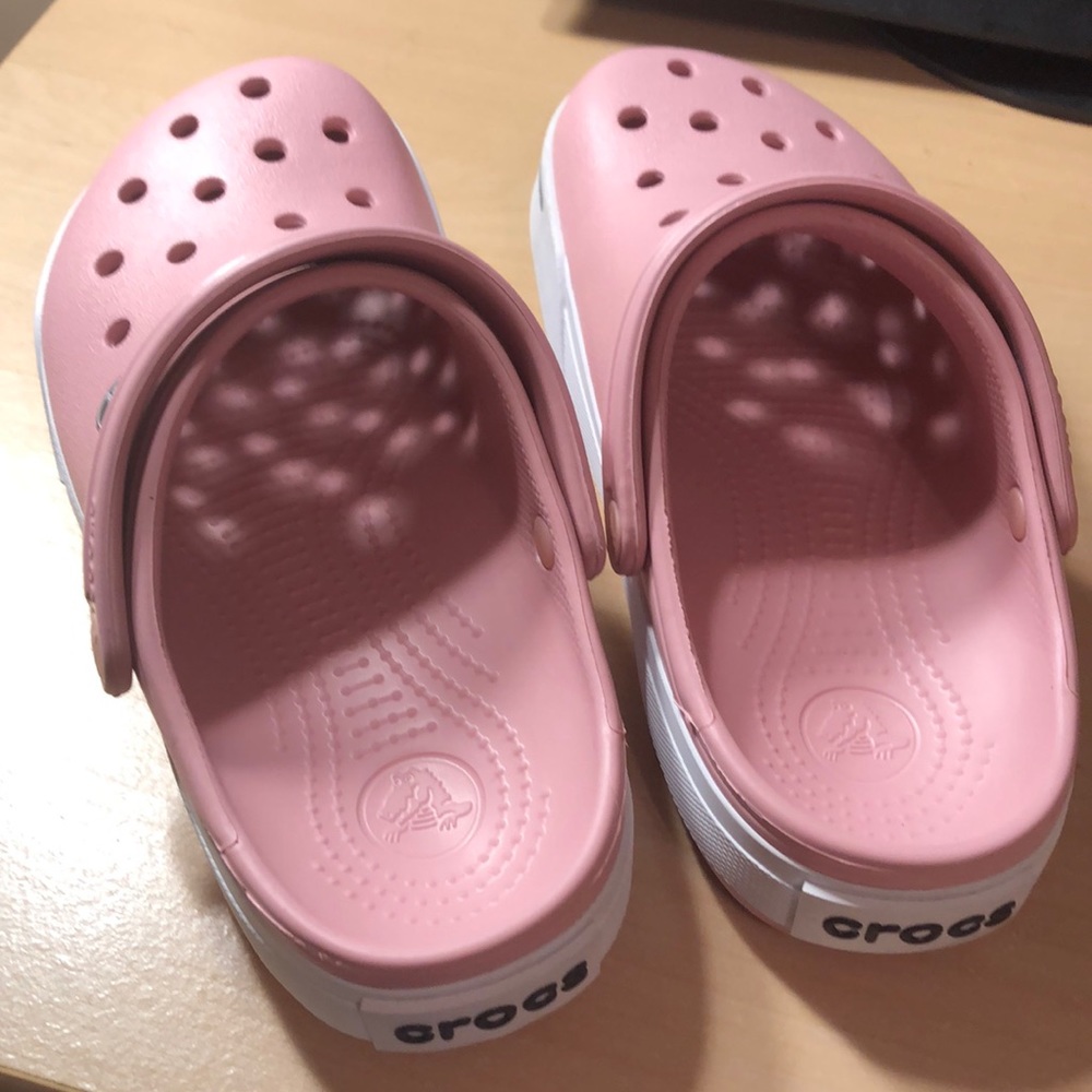 Pastel pink Crocs
